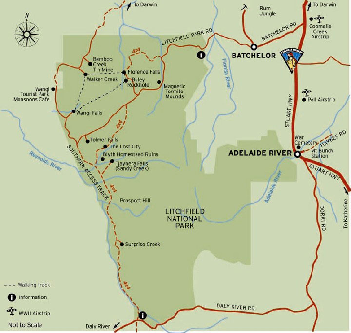 Batchelor and Litchfield  Map courtesy of Tourism NT